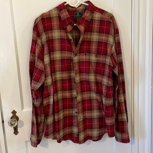 Men’s red and tan flannel shirt